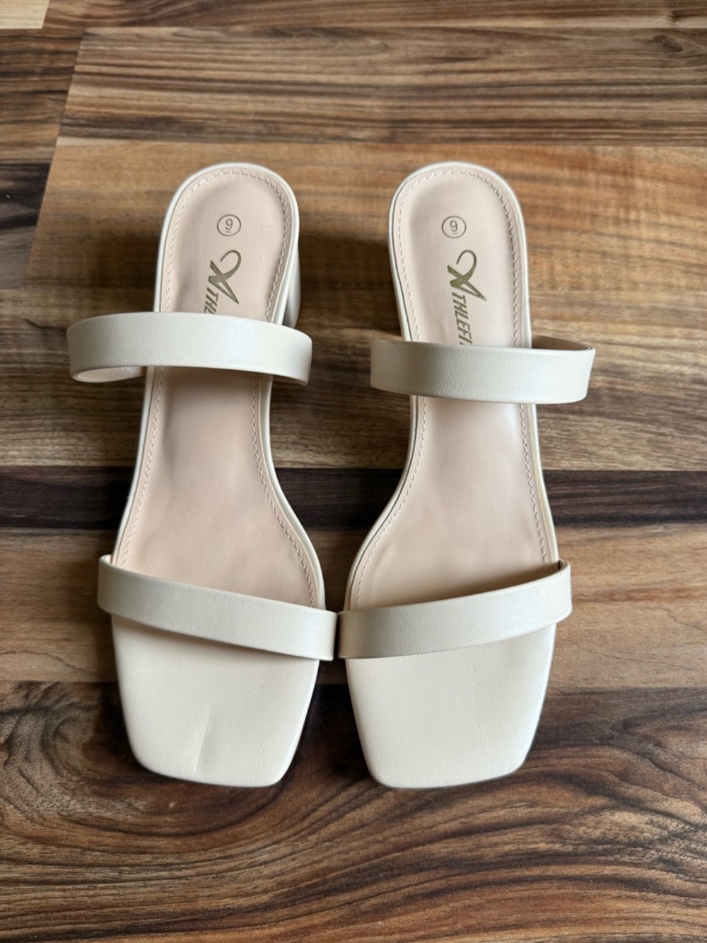 Athlefit Nude Double-Strap Heeled Sandals - Size 9